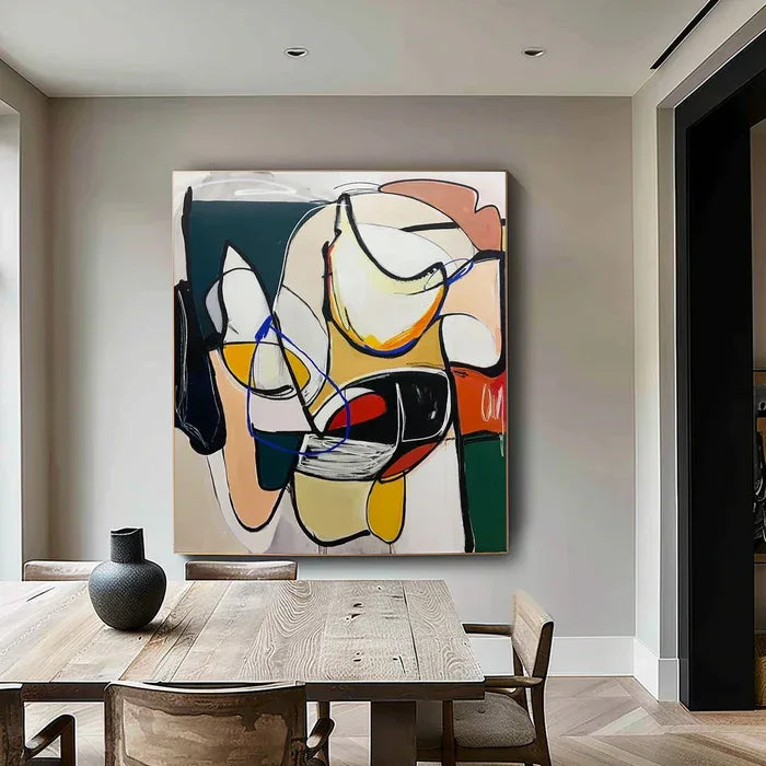 Dynamic Rhythm - Modern Abstract Line and Color Block Oil Painting#AB14086