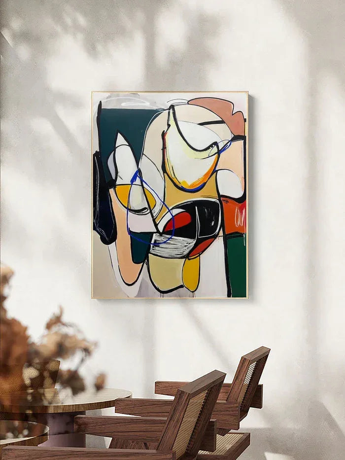 Dynamic Rhythm - Modern Abstract Line and Color Block Oil Painting#AB14086