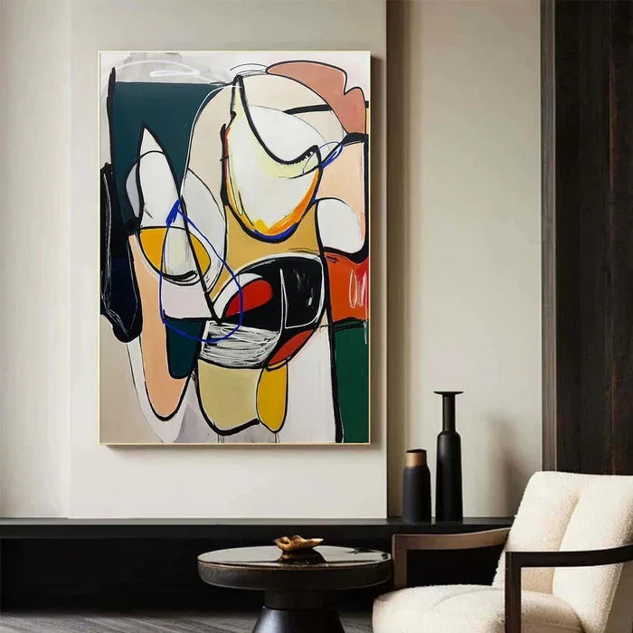 Dynamic Rhythm - Modern Abstract Line and Color Block Oil Painting#AB14086