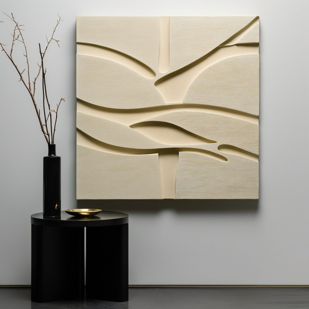 Silent Flow - Modern Minimalist Hand Drawn 3D Curved Relief Wall Art