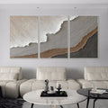Earth Layers Triptych - Minimalist Textured Abstract Oil Painting Set#AB14102