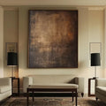 Echoes of Earth - Minimalist Dark Textured Abstract Oil Painting#AB14092