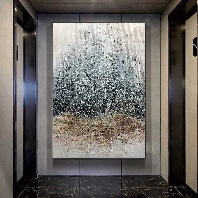 Ethereal Rain-Modern Texture Particle Relief Abstract Wall Art