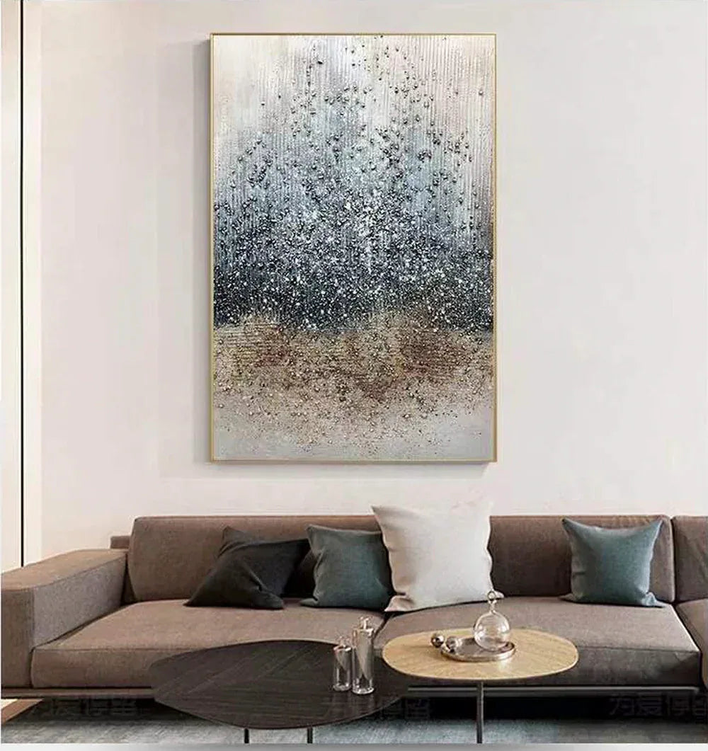 Ethereal Rain-Modern Texture Particle Relief Abstract Wall Art