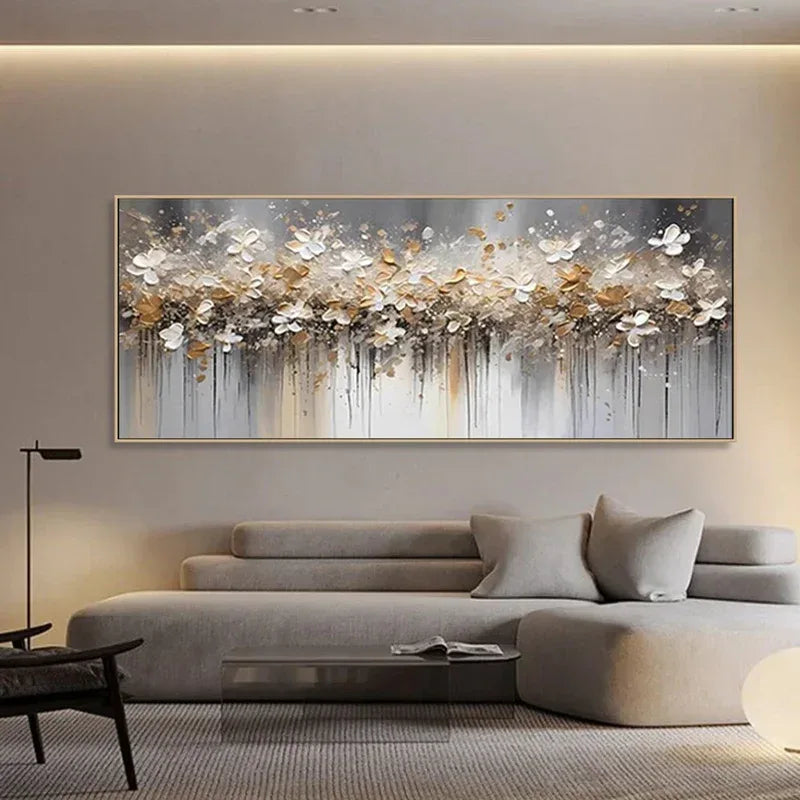 Falling Petal Symphony-Thick painted 3D Petal Horizontal Wall Art#FL10040