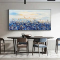 Blue Bloom Textures-Blue Fields Abstract Landscape Canvas Wall Art#FL10100