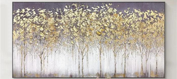 Golden Forest Textured Abstract Oil Painting - Nature-Inspired Art for International#FL10082