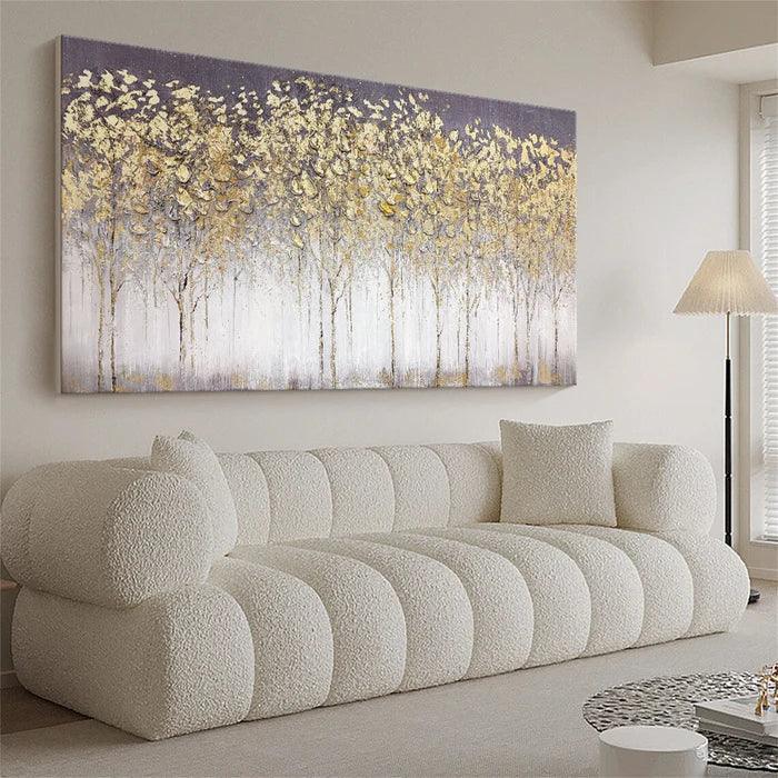 Golden Forest Textured Abstract Oil Painting - Nature-Inspired Art for International#FL10082