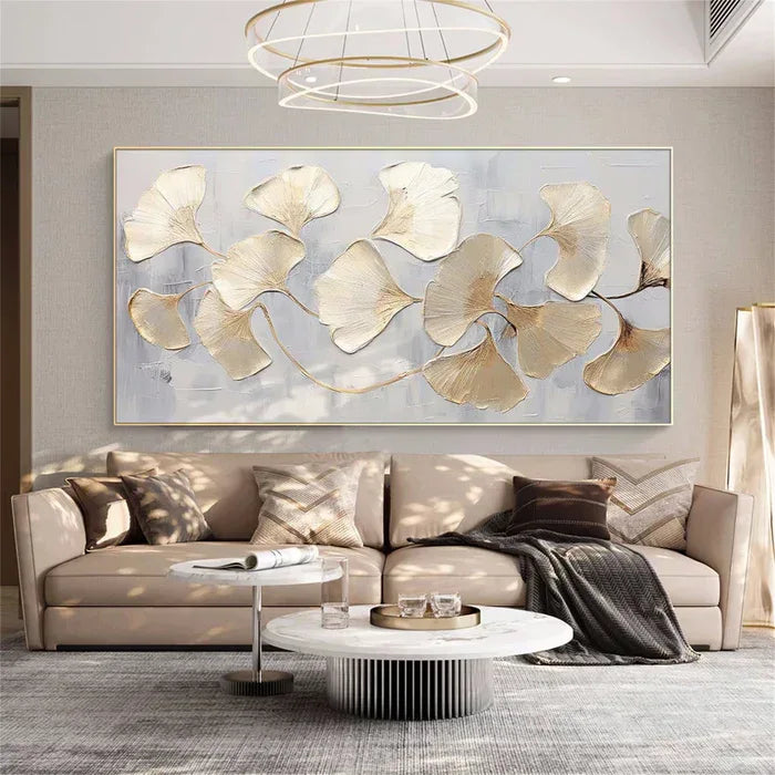 Gold Ginkgo Texture Art-Thick Coated Gold Leaf Texture Wall#FL10020