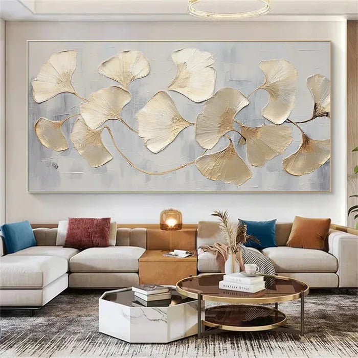 Gold Ginkgo Texture Art-Thick Coated Gold Leaf Texture Wall#FL10020
