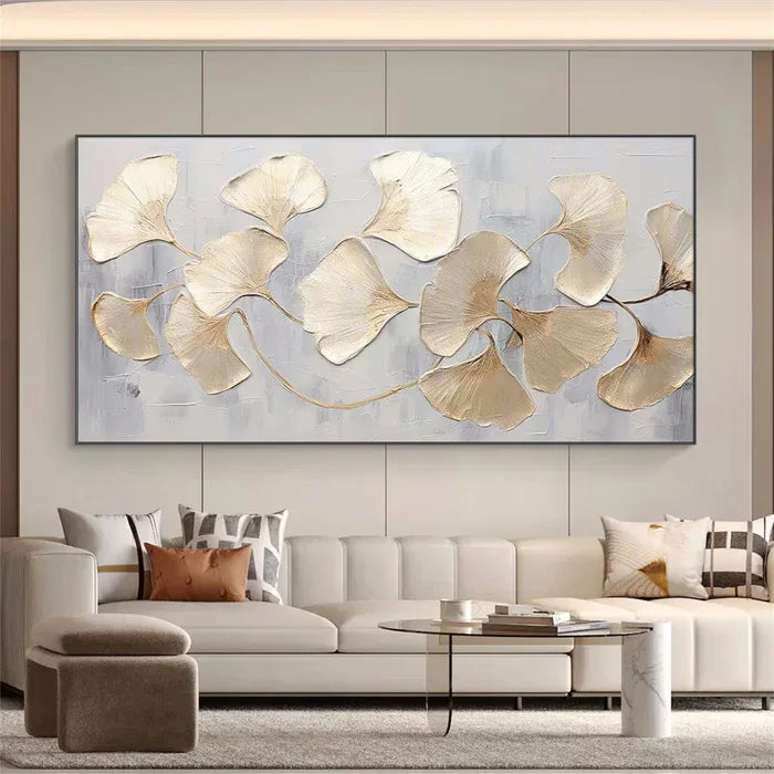 Gold Ginkgo Texture Art-Thick Coated Gold Leaf Texture Wall#FL10020