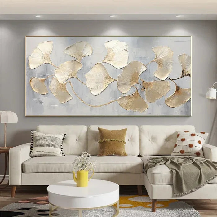 Gold Ginkgo Texture Art-Thick Coated Gold Leaf Texture Wall#FL10020
