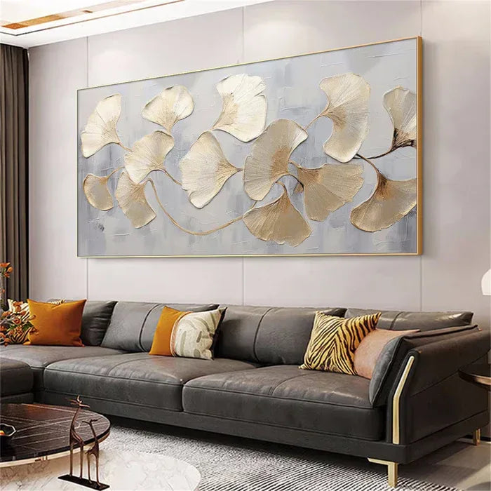 Gold Ginkgo Texture Art-Thick Coated Gold Leaf Texture Wall#FL10020