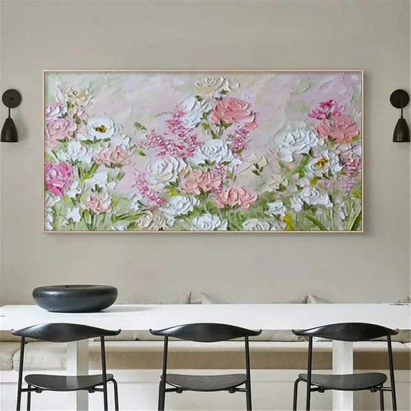 Garden of Bloom-Modern Interior Decoration Pink Texture Flower Wall Art#FL10025