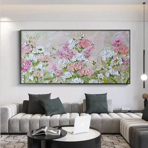 Garden of Bloom-Modern Interior Decoration Pink Texture Flower Wall Art#FL10025