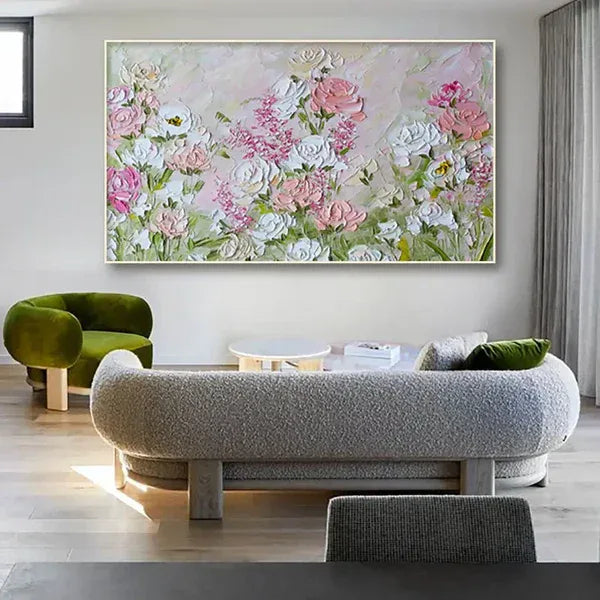 Garden of Bloom-Modern Interior Decoration Pink Texture Flower Wall Art#FL10025