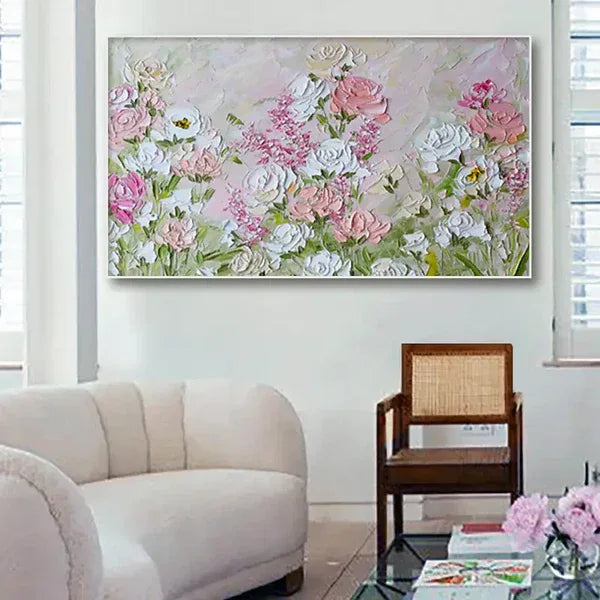 Garden of Bloom-Modern Interior Decoration Pink Texture Flower Wall Art#FL10025