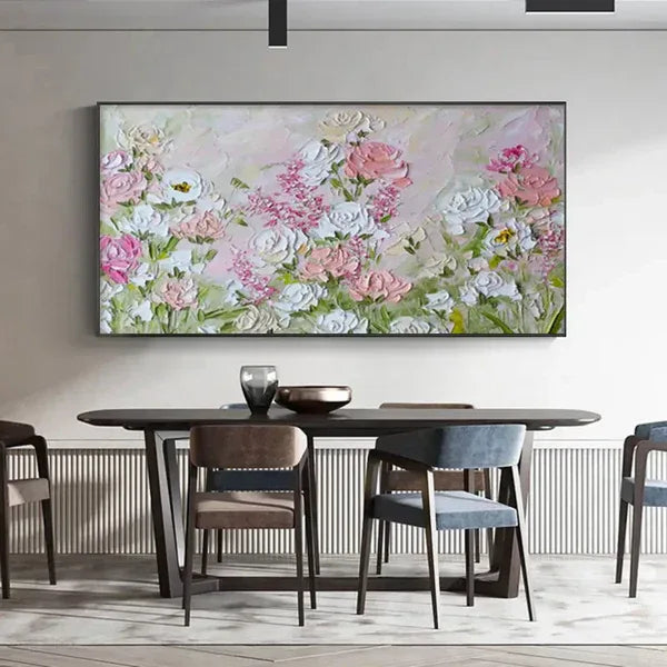 Garden of Bloom-Modern Interior Decoration Pink Texture Flower Wall Art#FL10025