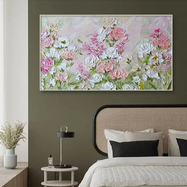 Garden of Bloom-Modern Interior Decoration Pink Texture Flower Wall Art#FL10025