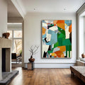 Fragmented Harmony - Hand-Painted Geometric Abstract Oil Painting#AB14089