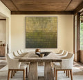 Golden Rhythm – Minimalist Textured Line Abstract Oil Painting Wall Art#AB14076