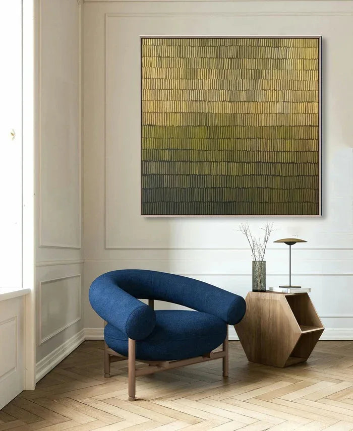 Golden Rhythm – Minimalist Textured Line Abstract Oil Painting Wall Art#AB14076