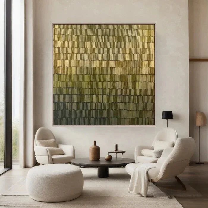 Golden Rhythm – Minimalist Textured Line Abstract Oil Painting Wall Art#AB14076