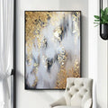 Flowing Gold-Modern Abstract Oil Painting Art Wall With Gold Foil Texture