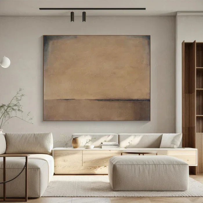 Horizon of Silence - Minimalist Wabi-Sabi Abstract Oil Painting in Earth Tones#AB14084