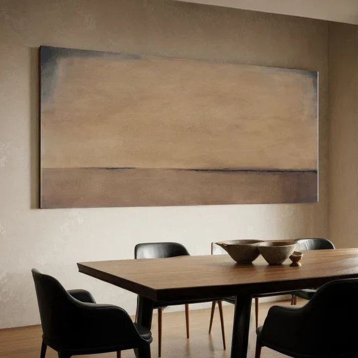 Horizon of Silence - Minimalist Wabi-Sabi Abstract Oil Painting in Earth Tones#AB14084