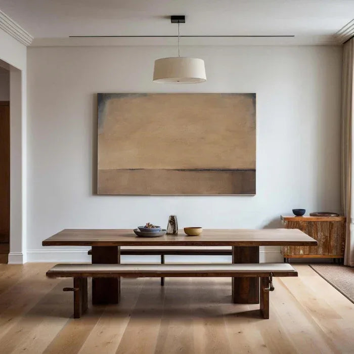 Horizon of Silence - Minimalist Wabi-Sabi Abstract Oil Painting in Earth Tones#AB14084