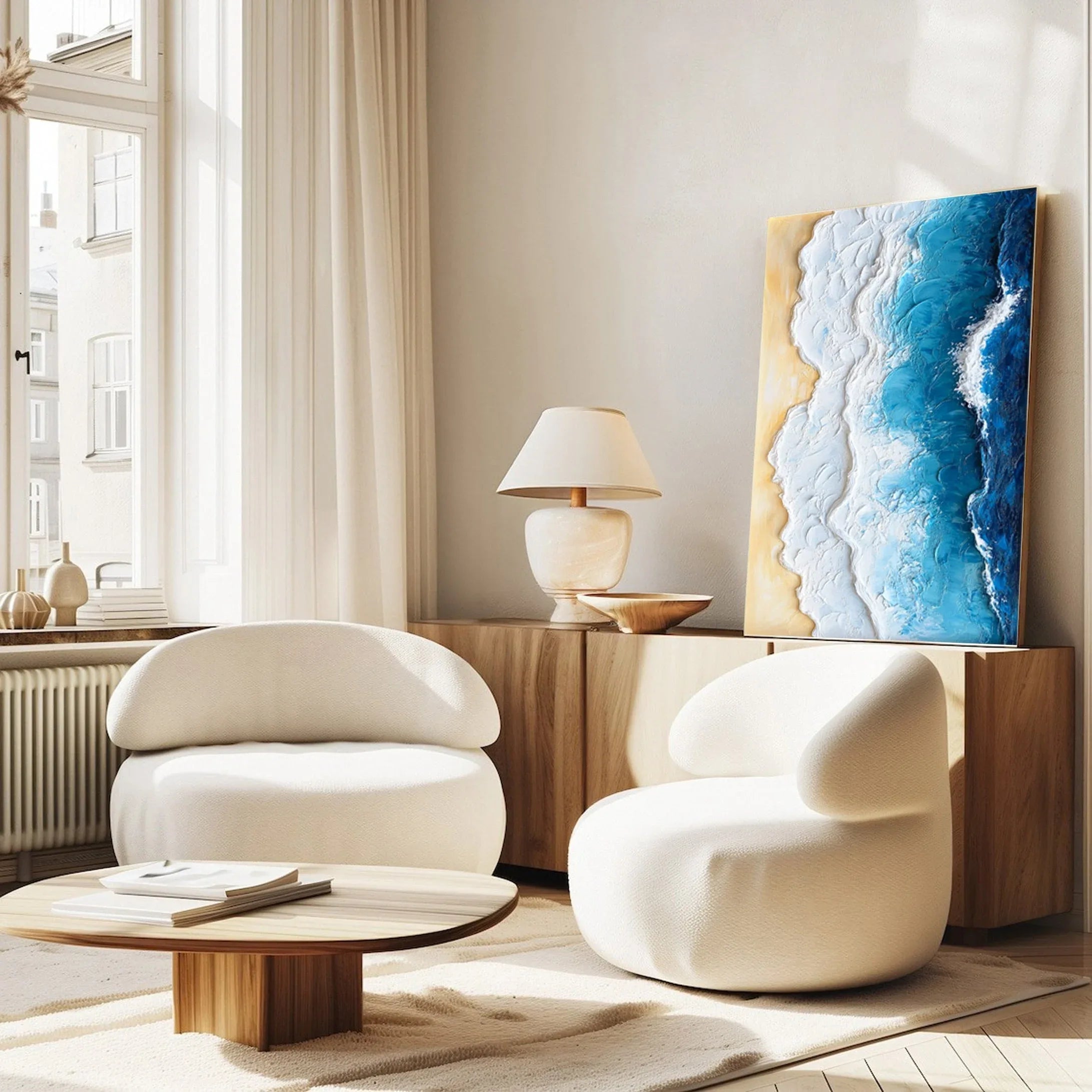 Ocean Edge-Vertical 3D Vibrant Ocean Wave Beach Texture Wall Art