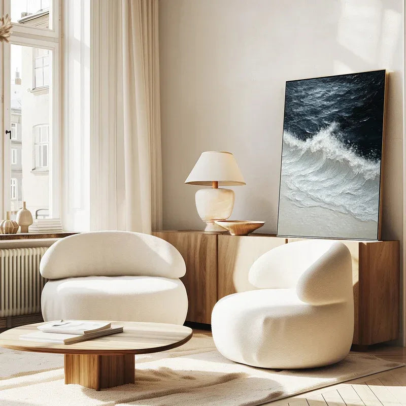 Ocean's Embrace-3D Hand-Painted Wall Art Featuring Ocean Wave Texture