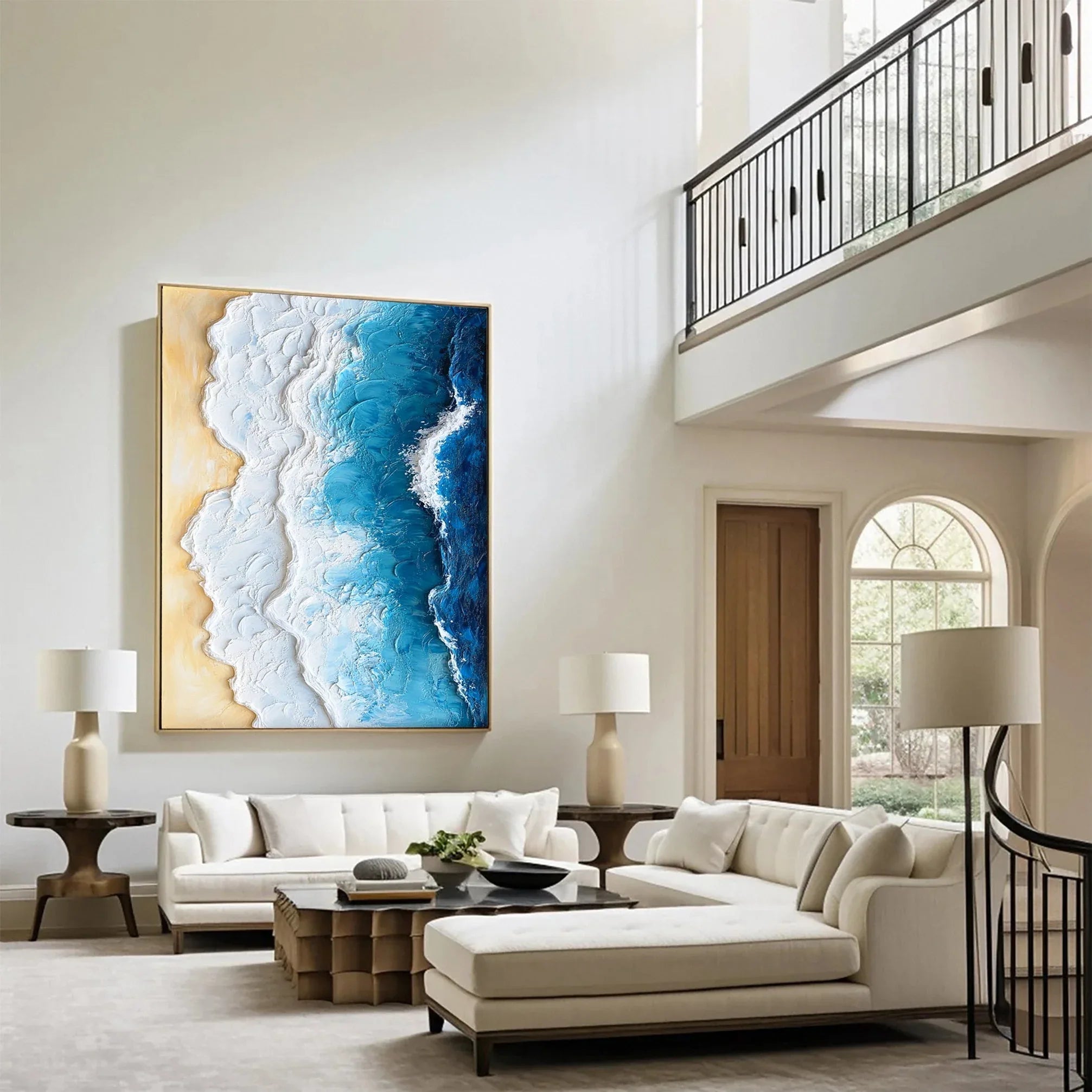 Ocean Edge-Vertical 3D Vibrant Ocean Wave Beach Texture Wall Art
