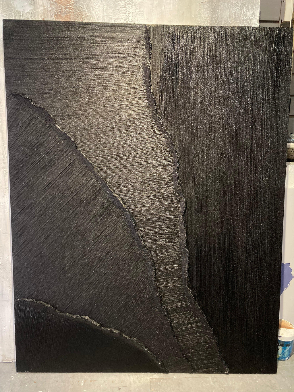 Dark Rift-Minimalist Black and Gray Textured Lines and Abstract Wall Art in Modern Interior Design