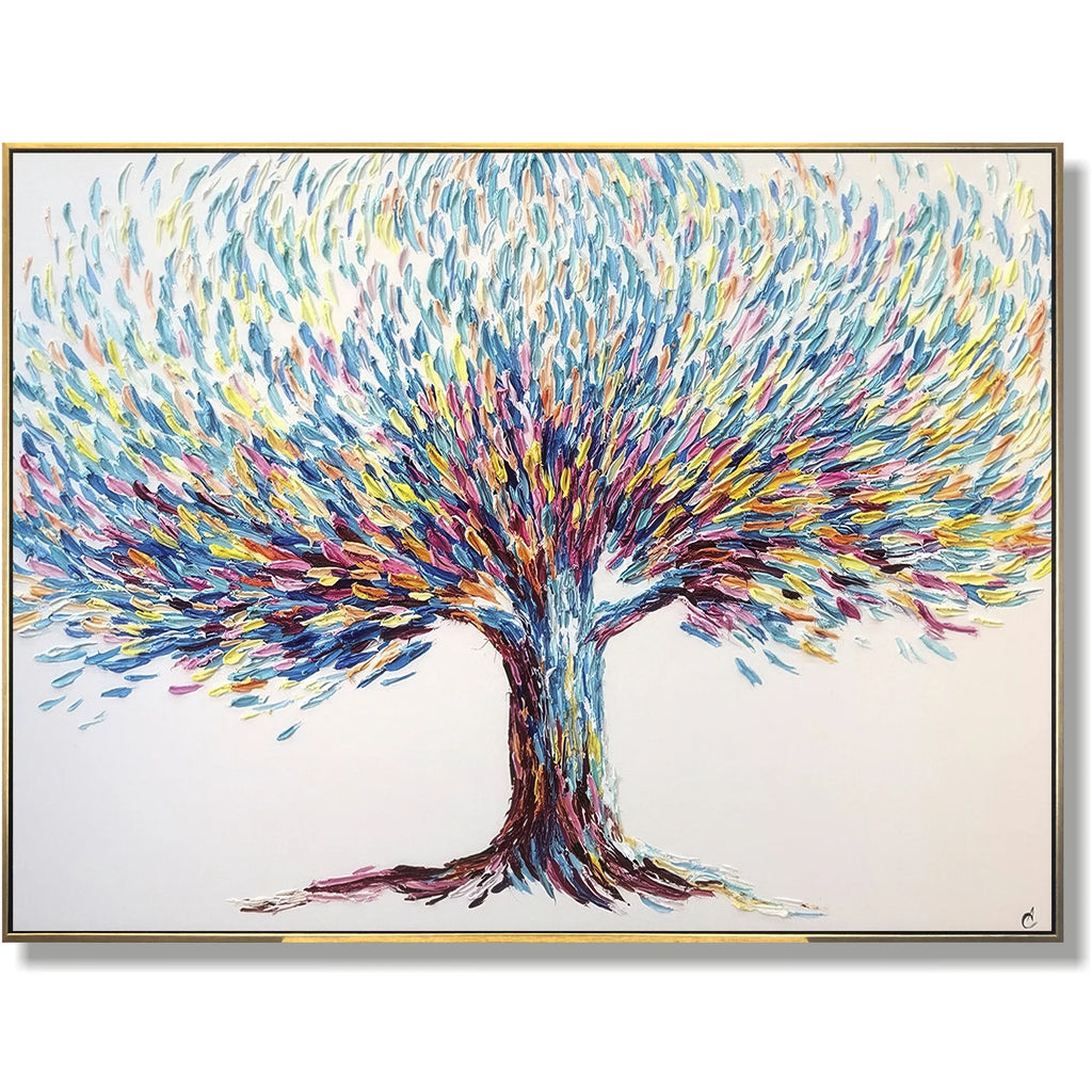Colorful Tree-Colorful Feather Life Tree Texture Wall Art#FL10050