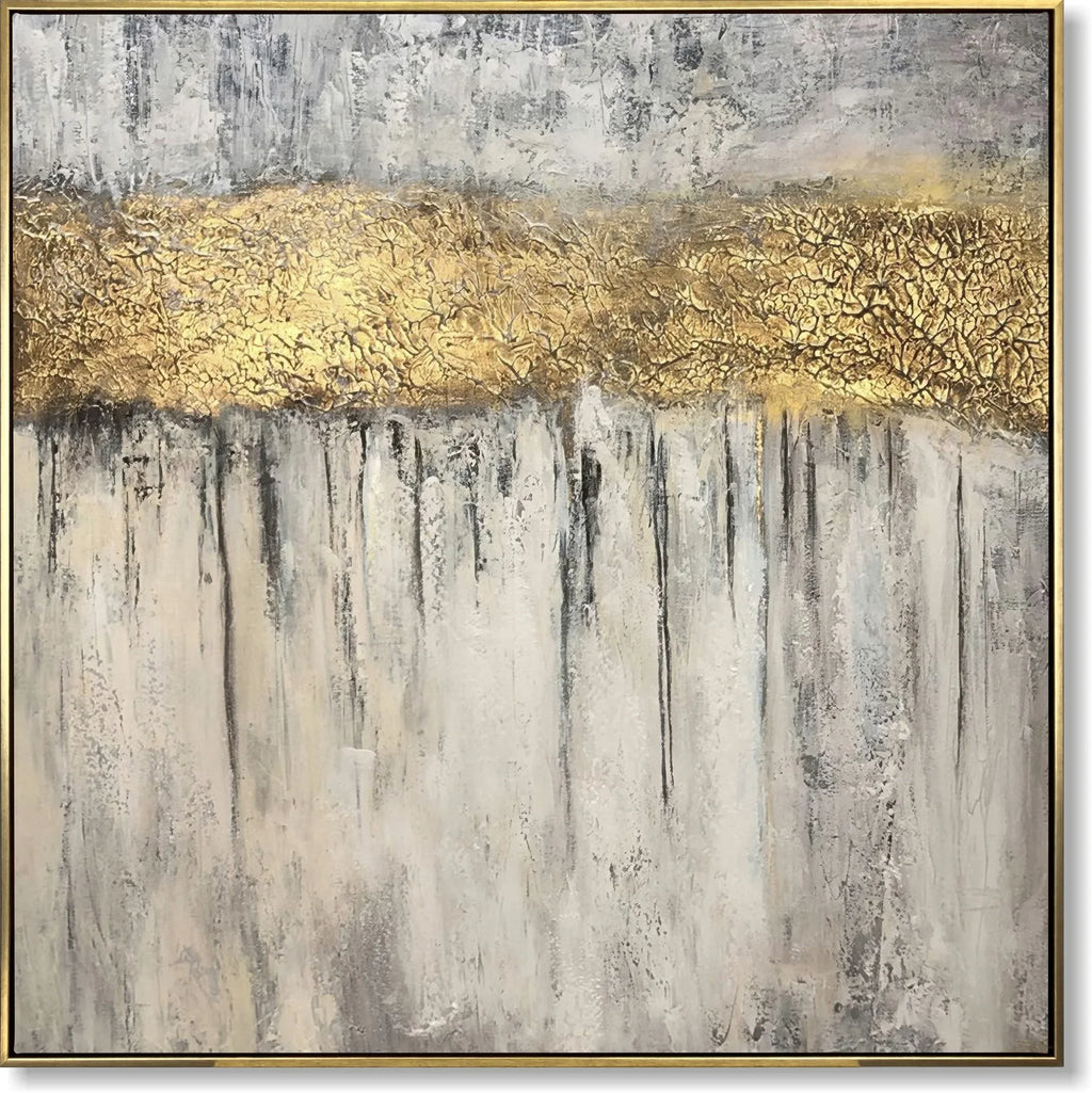 Golden Dream-Modern Three-Dimensional Gold-Plated Waterfall Texture Oil Painting Wall Art