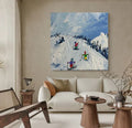 Joy of Winter Slopes - Skiing Theme Textured Oil Painting