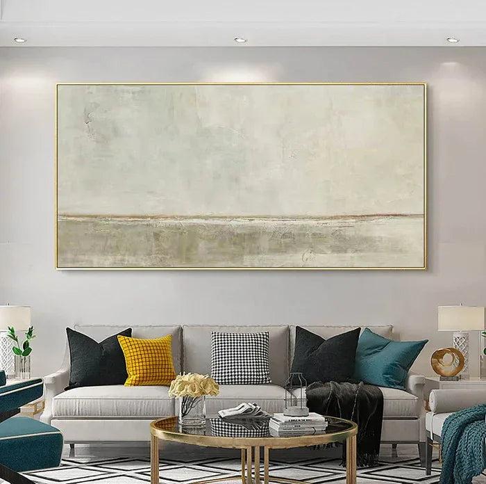 Soft Textured Horizon-Neutral Toned Landscape Abstract Wall Art