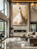 Elegant Bride-Modern Hand-Painted Warm and Soft Tone Elegant Portrait Oil Painting Wall Art