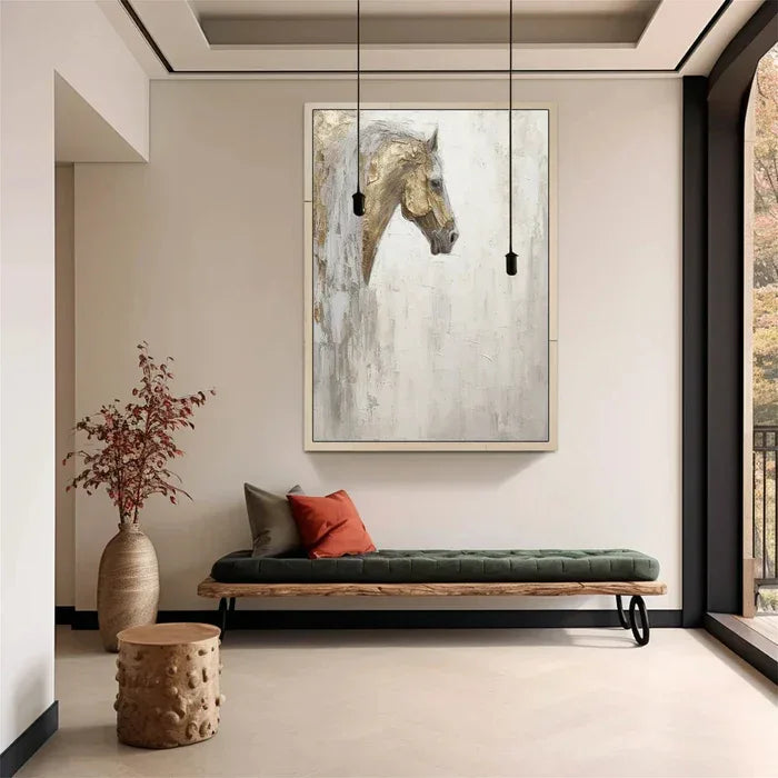 Majestic Grace - Hand-Painted Horse Textured Oil Painting#AB14104
