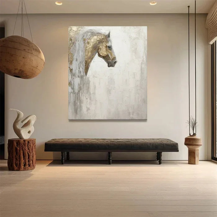 Majestic Grace - Hand-Painted Horse Textured Oil Painting#AB14104