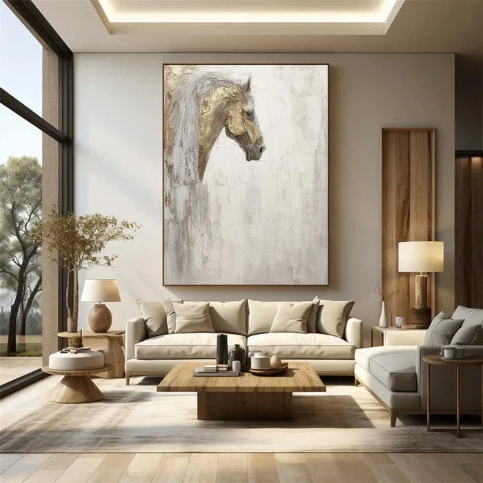 Majestic Grace - Hand-Painted Horse Textured Oil Painting#AB14104