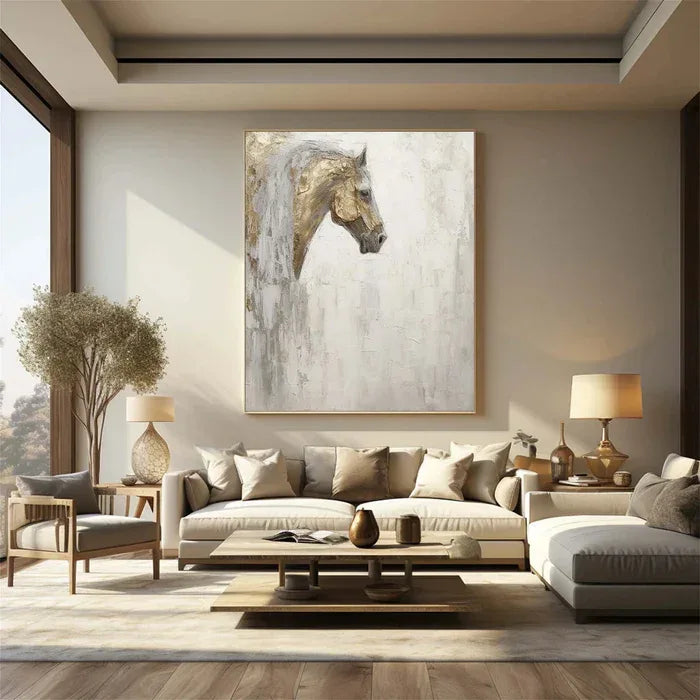 Majestic Grace - Hand-Painted Horse Textured Oil Painting#AB14104