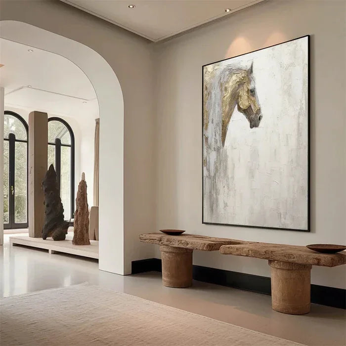 Majestic Grace - Hand-Painted Horse Textured Oil Painting#AB14104