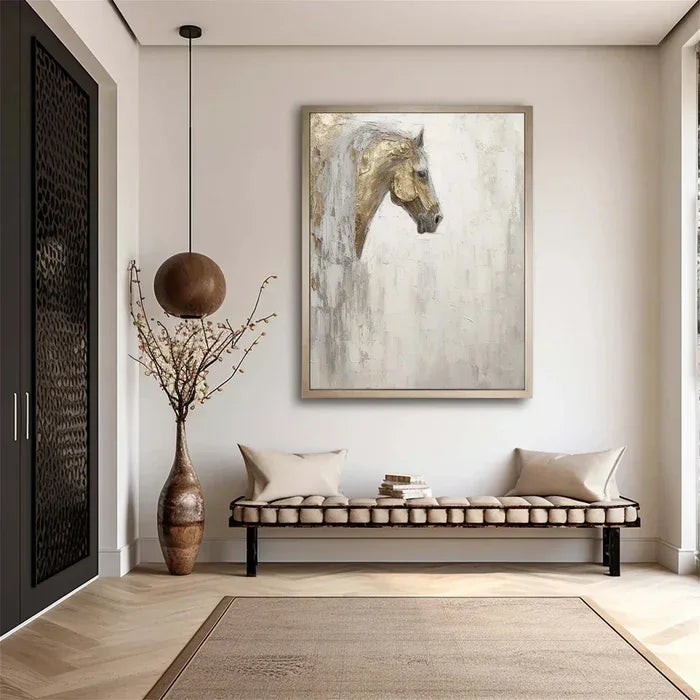 Majestic Grace - Hand-Painted Horse Textured Oil Painting#AB14104