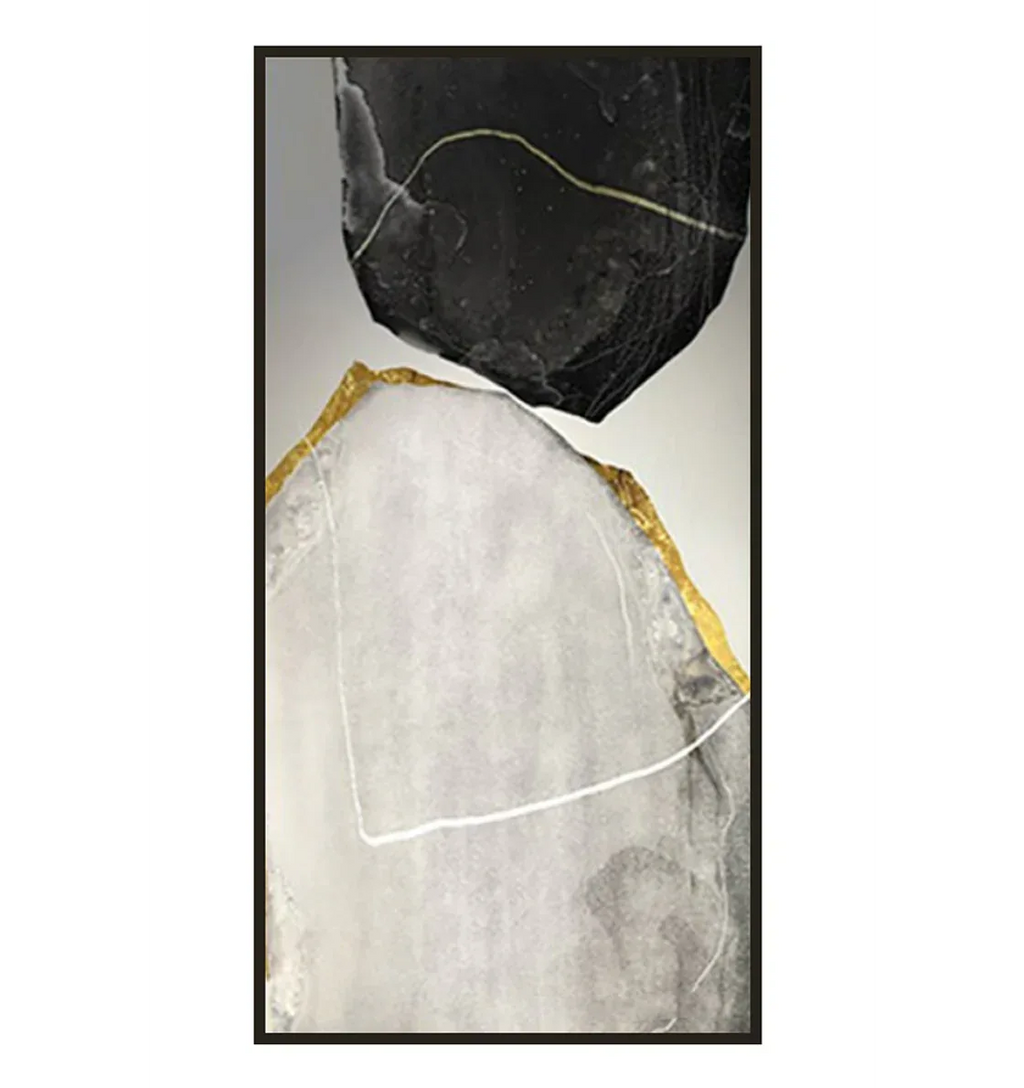 Abstract Stone Glam-Modern Minimalist Black and White Stone Collision Texture Wall Art