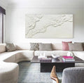 Minimalistic Balance Canvas Painting-Hand Drawn Pure White Flowing Texture Wall Art