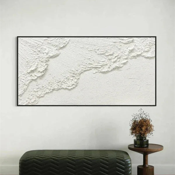 Minimalistic Balance Canvas Painting-Hand Drawn Pure White Flowing Texture Wall Art
