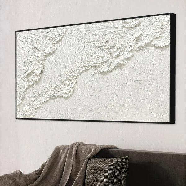 Minimalistic Balance Canvas Painting-Hand Drawn Pure White Flowing Texture Wall Art